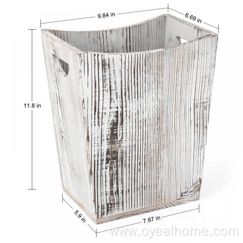 Freestanding Wooden Trash Can with Hollow Handles